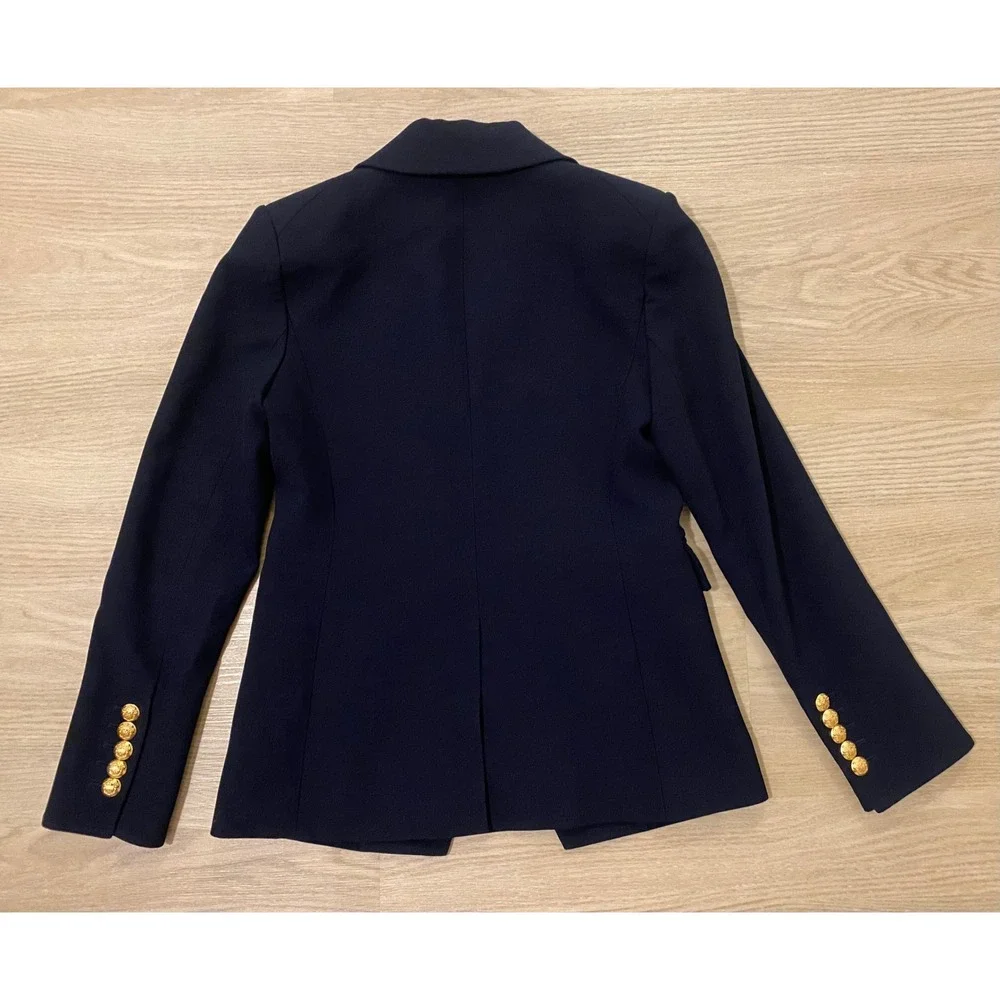 Veronica Beard Miller Dickey Jacket 6 Navy Gold Double Breasted Classic Office - Picture 4 of 16